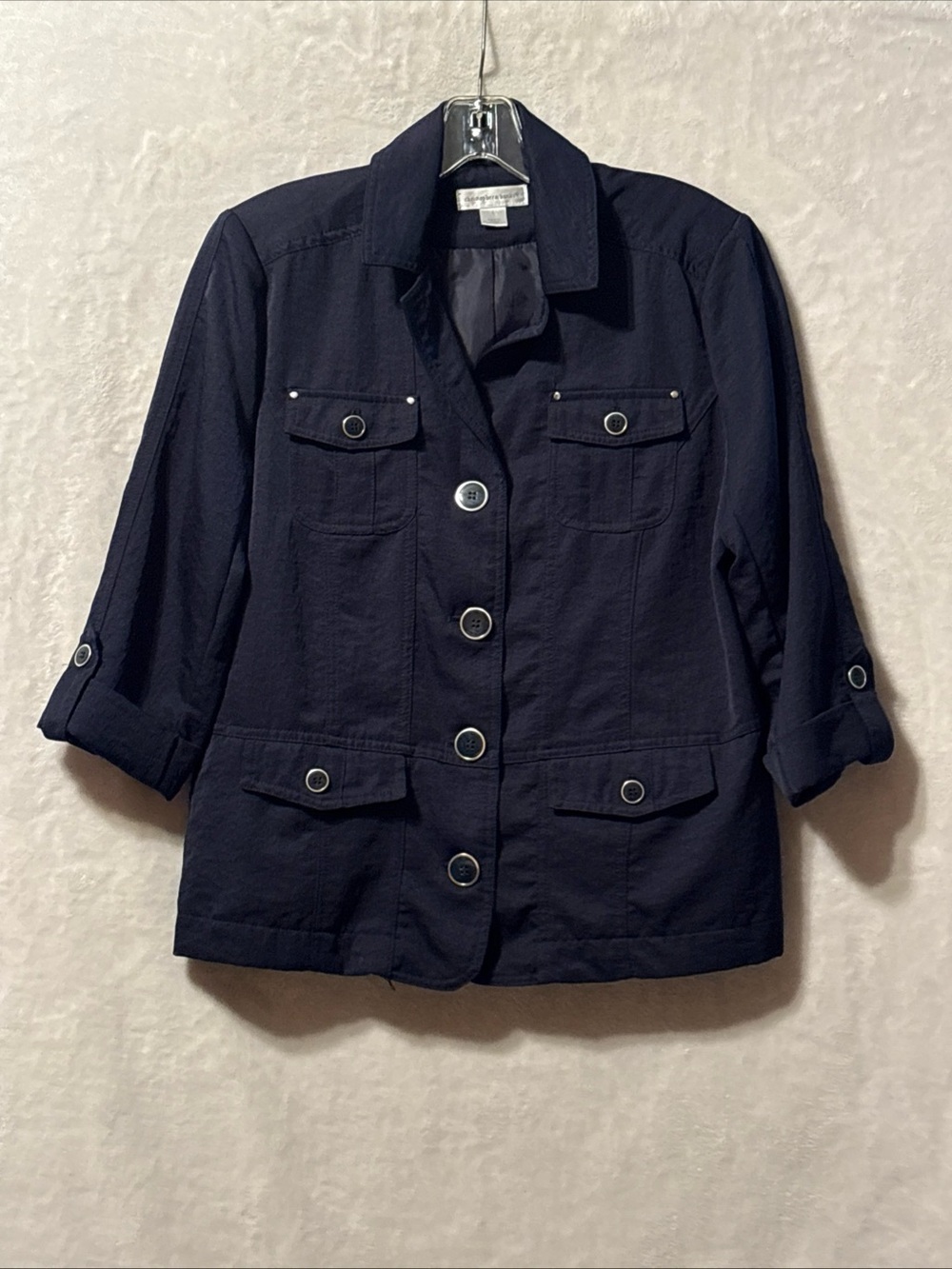Christopher & Banks Dark Navy Jacket with Ring-Accent Buttons